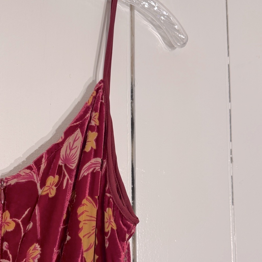 NWOT Nanette Lepore Dark Red/Yellow Burnout Floral Midi Pant Jumpsuit Vintage - Picture 12 of 15